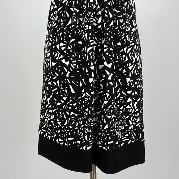 Michael Kors Black White Geometric Print Sleeveless Drape Neck Dress size Medium - Picture 5 of 10